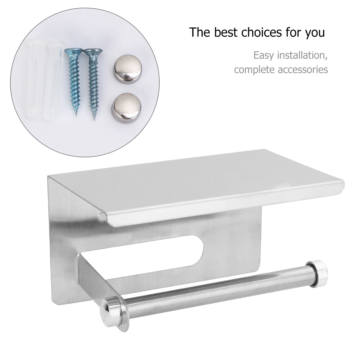 

1 set 1 Set Stainless Steel Toilet Paper Holder Wall-Mounted Organizer Storage Shelf Bathroom Kitchen Accessory Roll Paper Rack