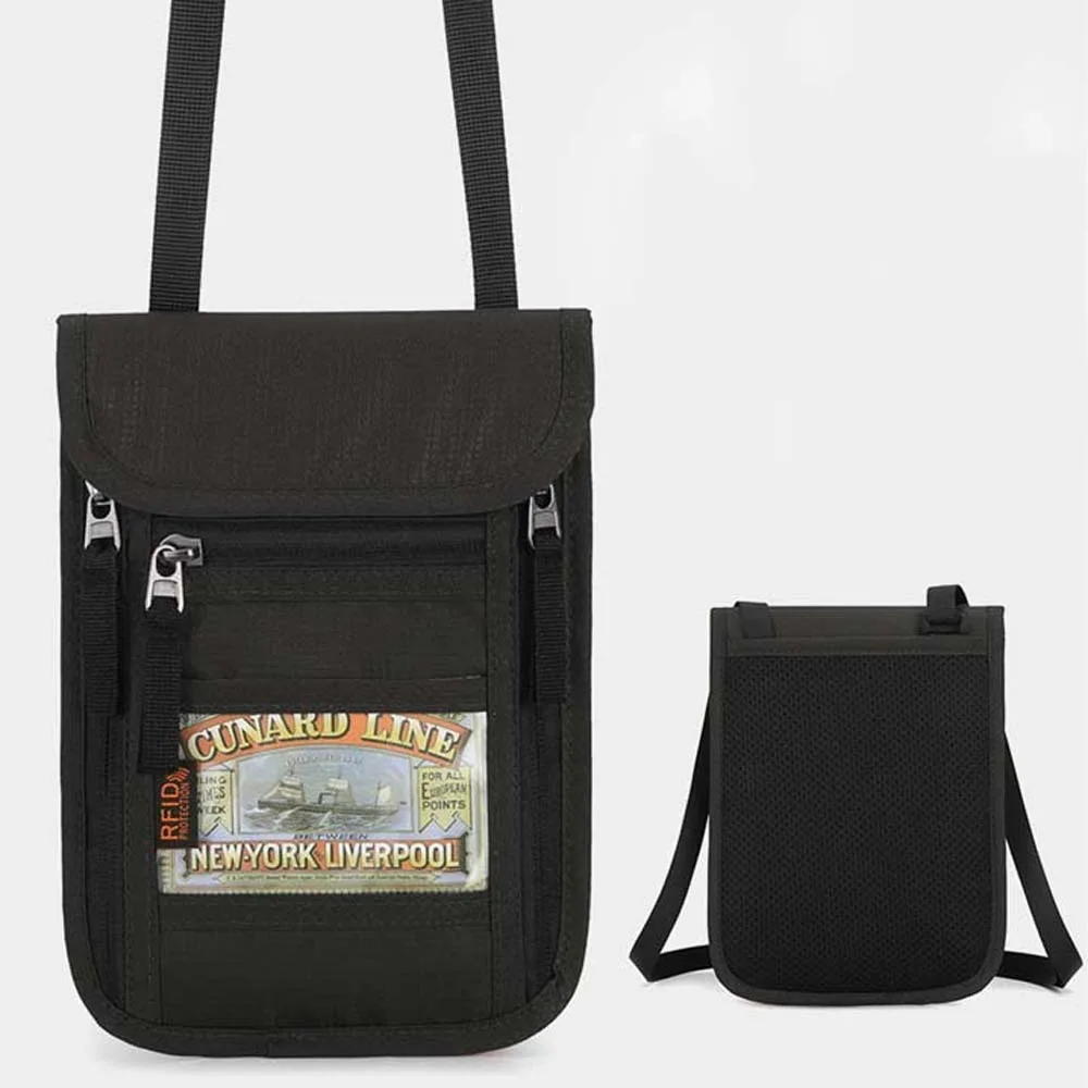 Borsa per passaporto RFID di grande capacità Portamonete anti-perdita Portafoglio da uomo in nylon Borsa per credenziali trasparente traspirante Quotidiano