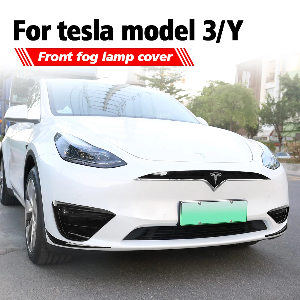 For Tesla 2016-2023 Model 3 Model Y Car Front Fog Lamp Spoiler Wind Knife Carbon Protective Cover Decoration Sticker Accessories