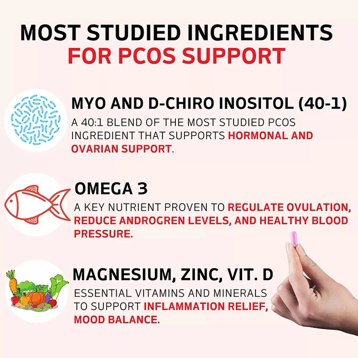 HAPPY HORMONES PCOS Multivitamin Prebiotic Probiotic Blend fo USA