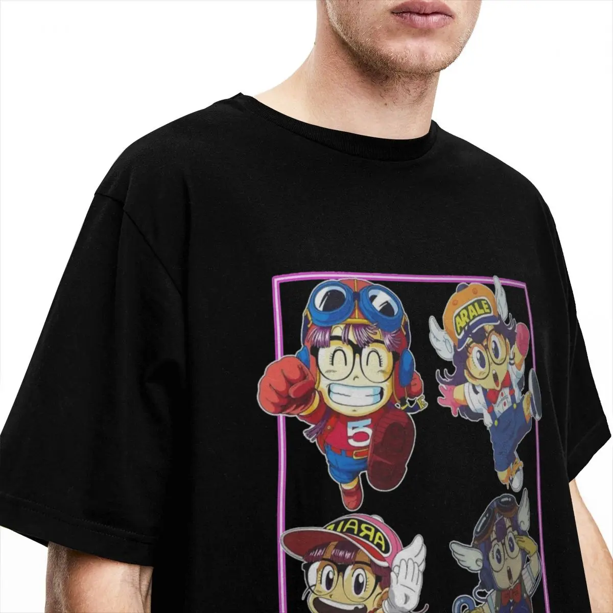 Haikyuu T-Shirt Arale Dr. Slump Logo Cotton T-Shirts Manga Retro Hip Hop Tshirt for Male Summer Y2K Retro Short Sleeve Tops