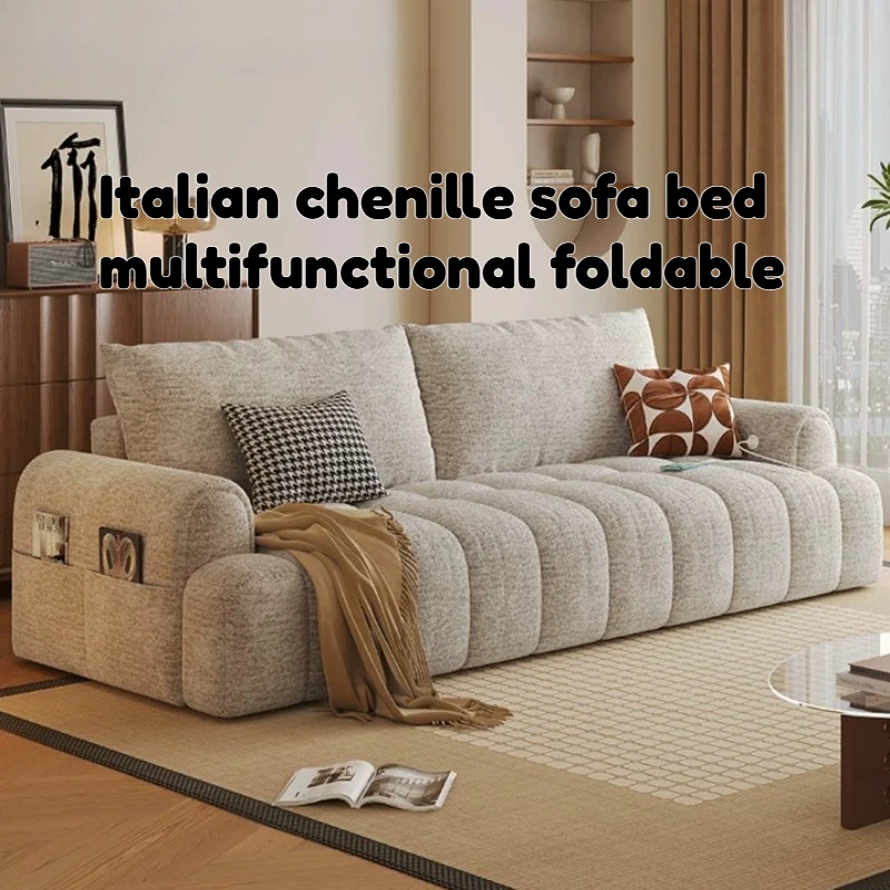 Italian Chenille Sofa Bed Seating Foldable Hotel Single Double Sofa Bed Apartment Living Room Muebles Para Hogar Furnitures
