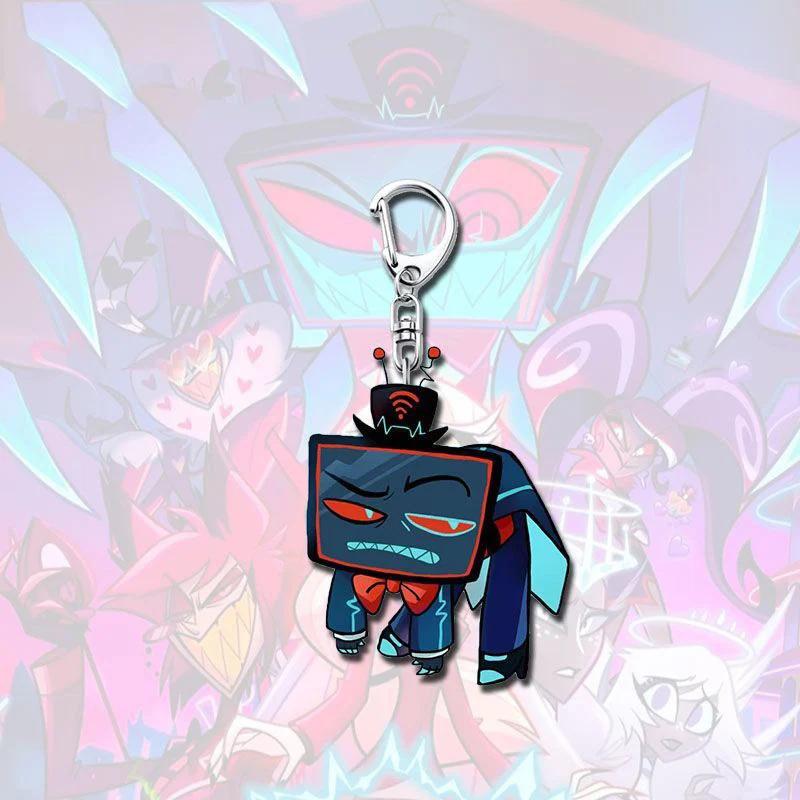 6pcs Set Cosplay Anime Hazbin Hotel Animation Alastor Husk Vox Keychains Key Chain Ring Car Keyring Schoolbag Decor Pendant Toys view 4