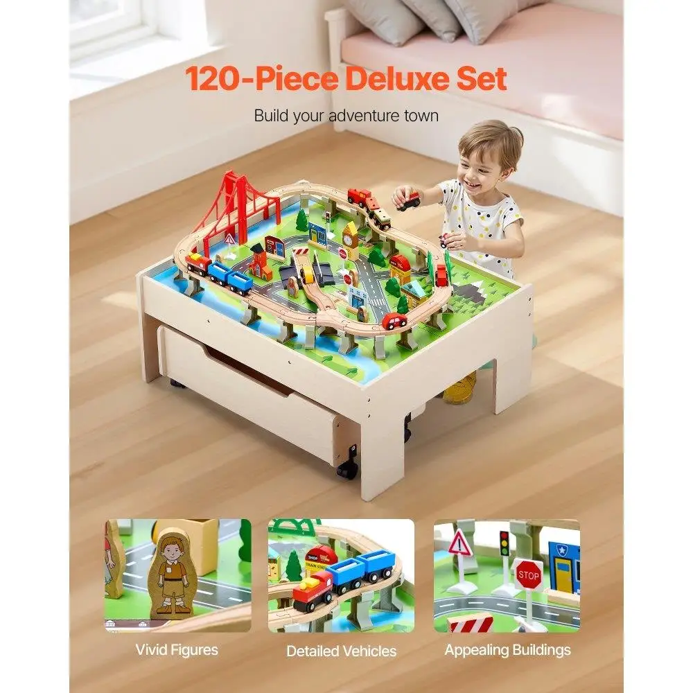Table d'activité en bois pour enfants, 100 pièces, avec tiroir de rangement roulant, ensemble de jeu pour enfants, jouet éducatif, Table artisanale