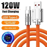 120W 6A Super Fast Charge Type C Liquid Silicone Cable Quick Charge 2M USB Cable Usb C Charger Cable for Huawei Samsung Xiaomi