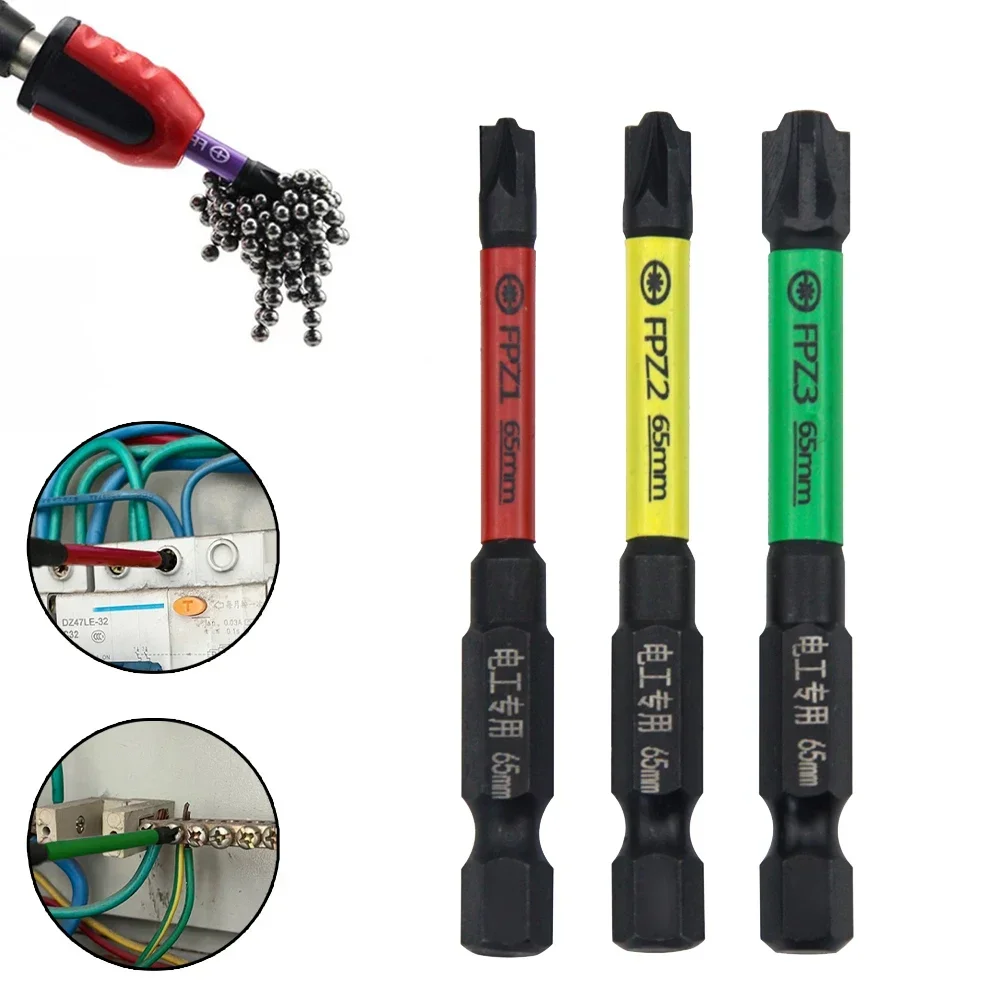 3pcs 65mm Magnetic Special Slotted Cross P===========ver Bits FPZ1 FPZ2 FPZ3 For Circuit Breakers Electric Tools For Electrician