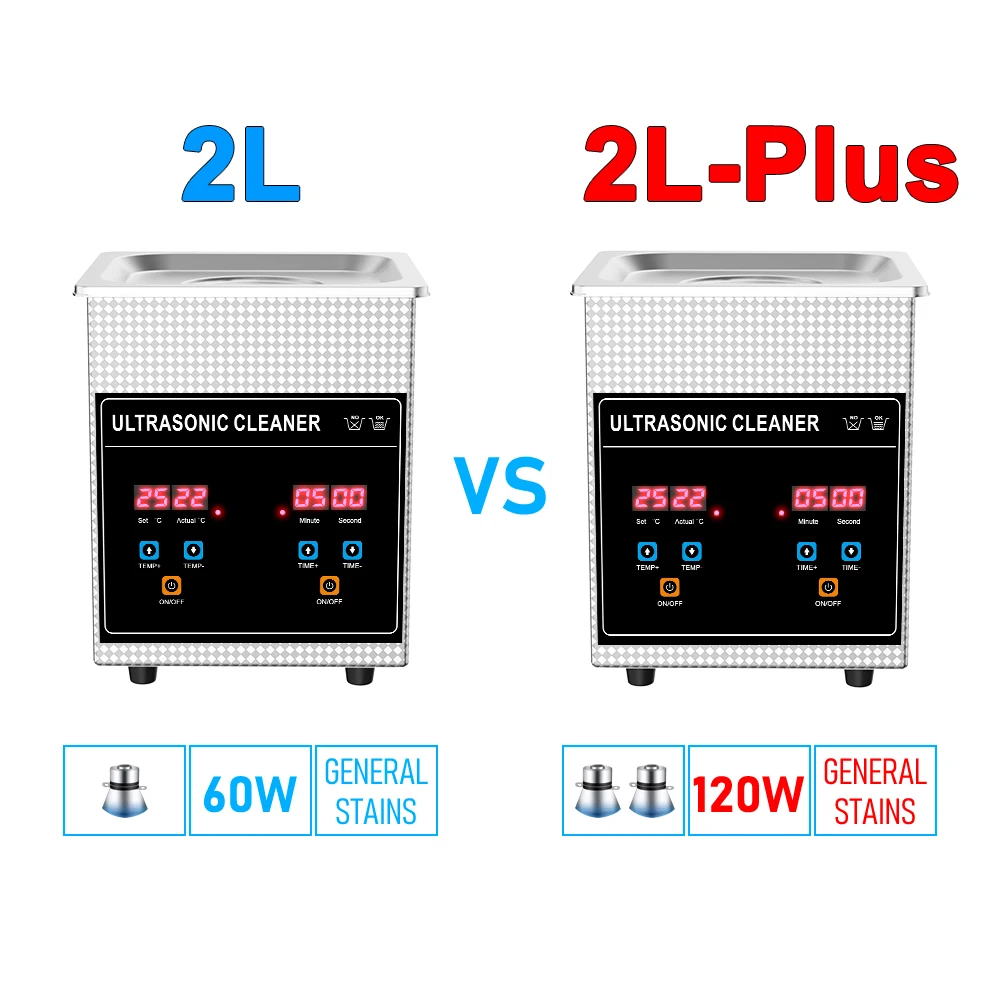 Ultrasonic Cleaner Bath 2L 120W with Degas Heater Timer Digital Display Stainless Basket Diswasher Ultrasound Home Appliances