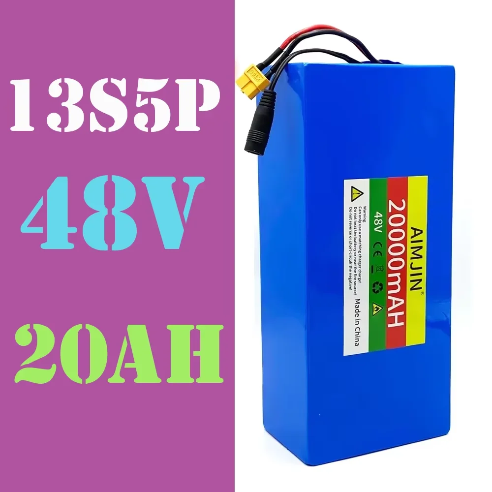 

48V 20Ah 13S5P Battery Pack 18650 Lithium Built-in Intelligent BMS For 500-1000W electrical machinery+charger