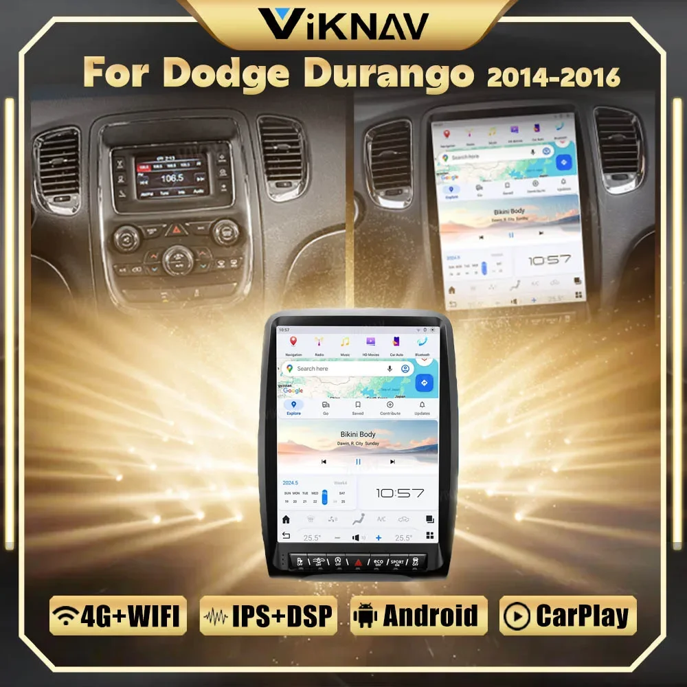 Viknav 13.8 inch Android 13 Car radio For Dodge Durango 2014-2016 Stereo Video Carplay GPS Navigation Multimedia Player Unit