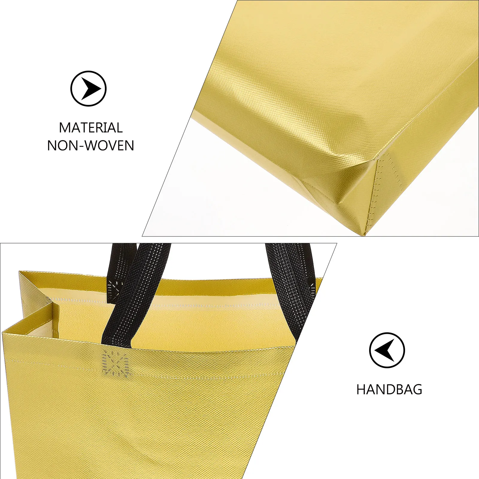 

12pcs Golden Gift Bags Large Size Reusable Tote H les Birthday Party Supplies Wedding Favor New Year Grocery Shopping