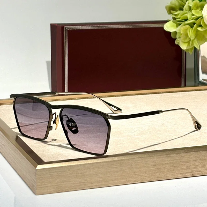 JMM BRESSON Original Quality Japan Square Sunglasses Gift Box Men and Women Classical Alloy Handmade Glasses with Red Case