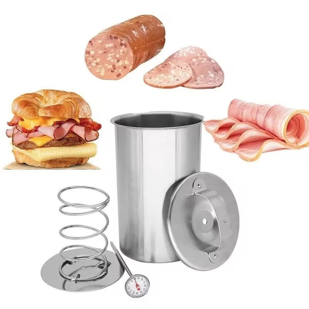 Stainless Steel Deli Meat Press with Thermometer Designed for Home Use to Monitor Internal Meat Temperatures During Pressing