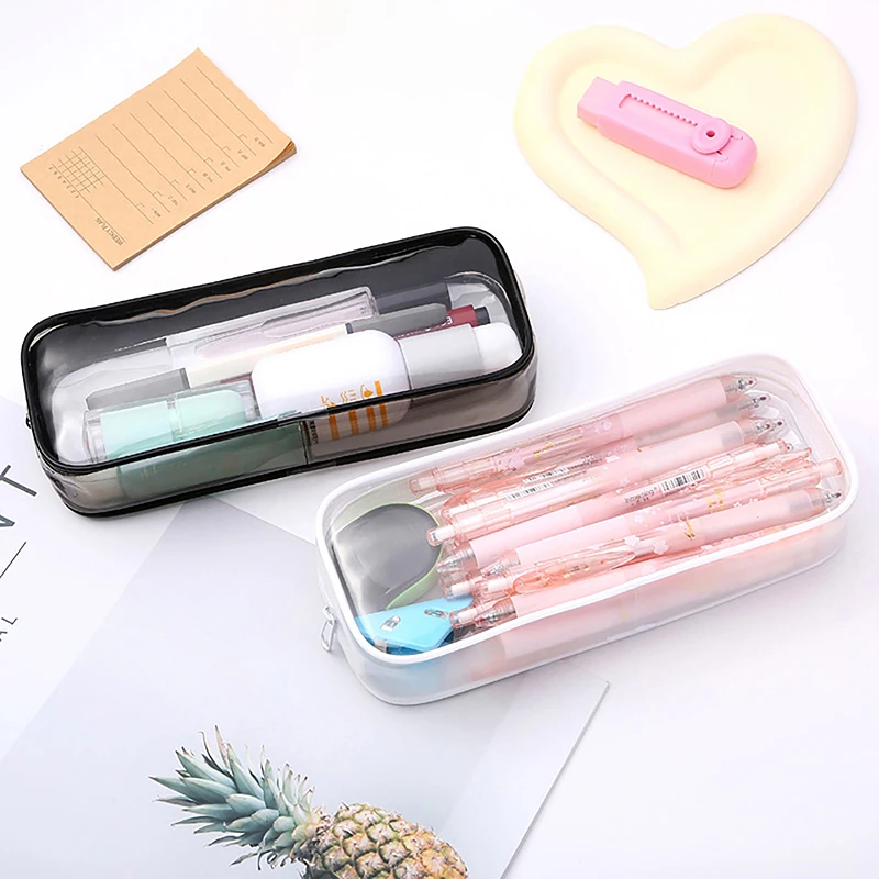 Large-capacity Zipper Transparent Pencil Case Office School Stationery Storage Box Back To School Students Pen Bag