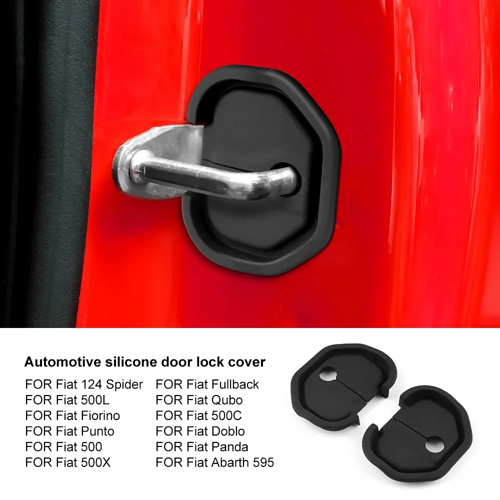 2PCS For Abarth 595 Fiat 500 500L 500X 500C Panda Fiorino Punto Bravo Qubo Palio Car Door Damping Silicone Door Lock Buckle