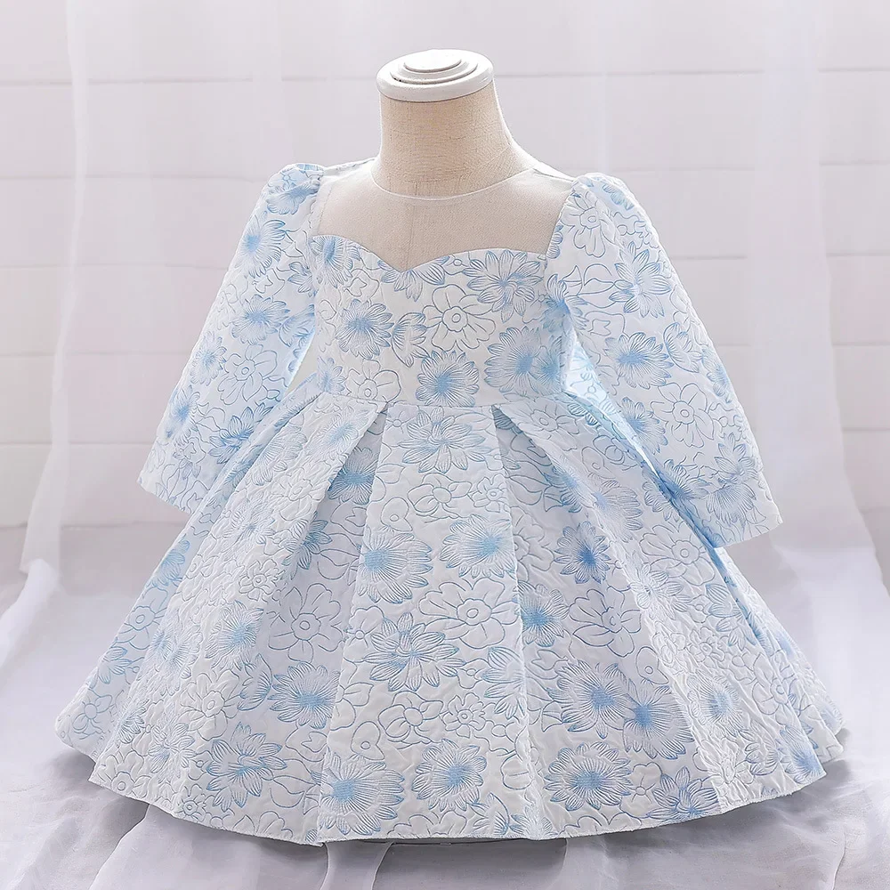 Girls Party Dress 12M-3Y Baby Birthday Dresses Long Sleeve Baptism Wedding Princess Photograph Kids Costumes