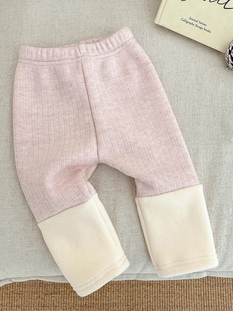 2025 شتاء جديد طفلة الصوف طماق الاطفال الفتيات المرقعة السراويل الرضع زائد المخملية سميكة مخطط طماق طفل الملابس #3