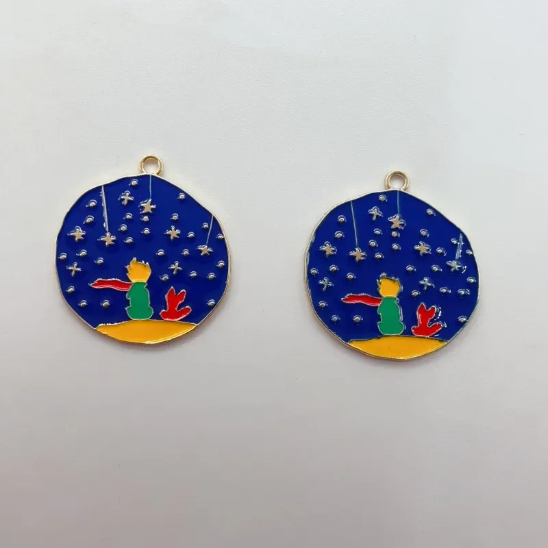 10pcs enamel cartoon Prince fox rose charm for jewelry making and crafting fashion earring pendant bracelet necklace charms
