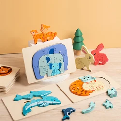 Wooden Educational Animal Jigsaw Puzzle Game Wooden animal parent-child puzzle Educational Animal Puzzle Baby Game