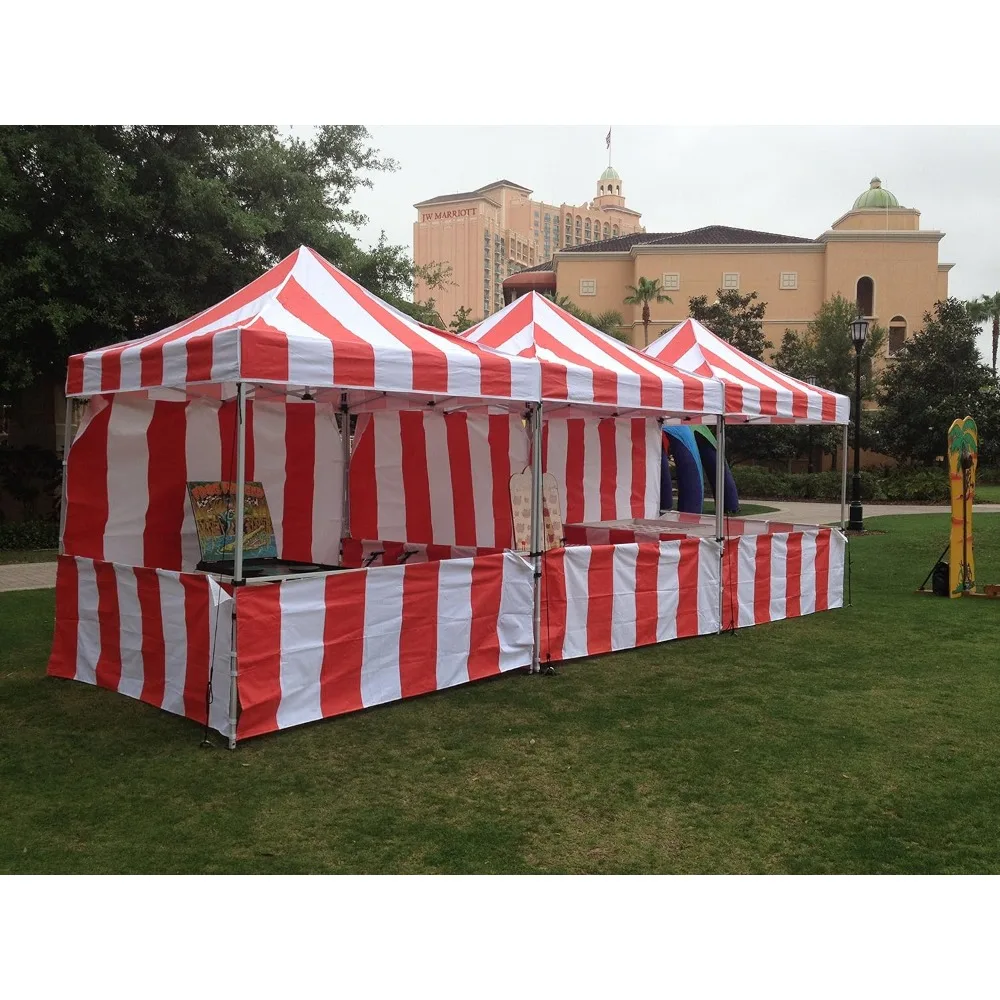 10' X 10' Pop-Up Canopy Tent Sidewall Carnival Tent Kit With Powder-Coated Steel Frame Camping Tents for Events and Half Walls