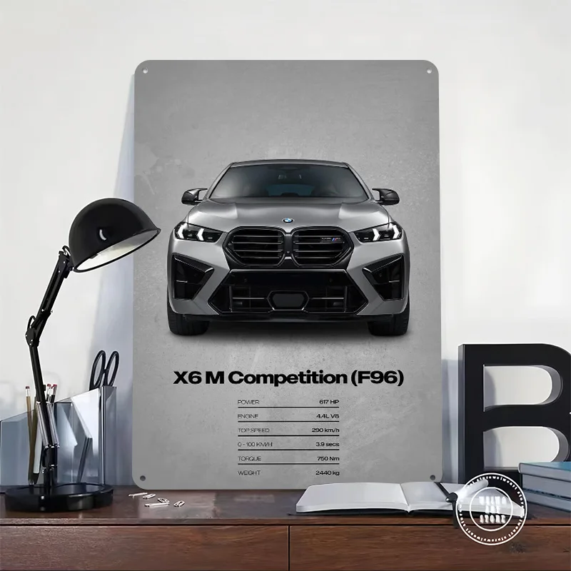 Sports X6 M Competition (F96) Car Poster Customized Vintage Metal Signs Wall Art Retro Tin Plaque for Fans Decoration Garage