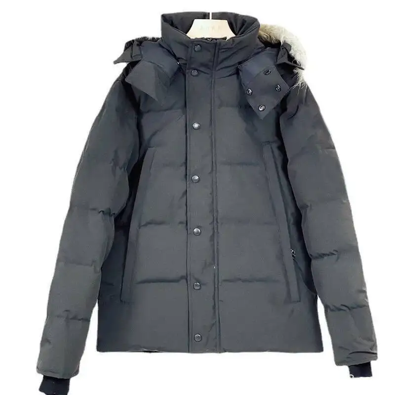 معطف رجالي بياقة من فرو الذئب الكندي الكبير من ريش الإوز 29 نمطًا متاحًا للتجارة الدولية #2