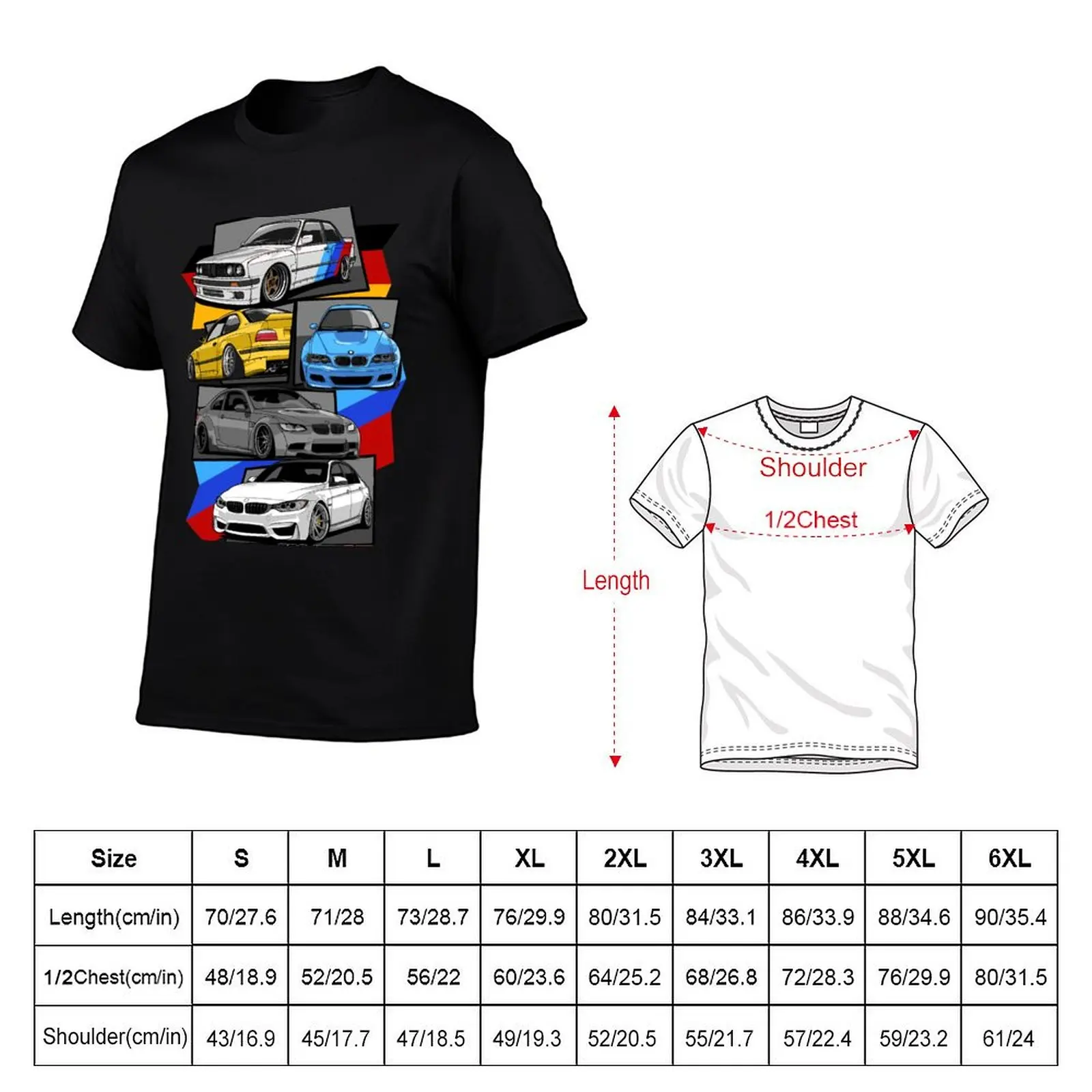 Bavarian Power - | E30 | E36 | E46 E92 F80 M3 T-Shirt Trendy Pattern T-Shirt for Men