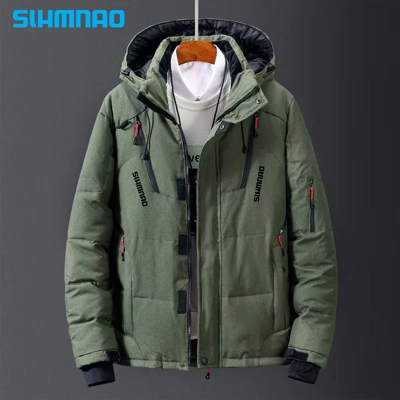 Chaqueta de plumón de ganso blanco informal para hombre, cálida, resistente al viento y al frío, traje de esquí al aire libre, senderismo, pesca, camping, invierno