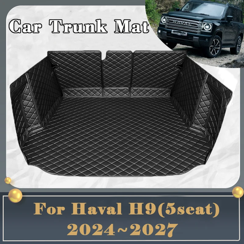 Car Trunk Mat For Haval H9 MK2 2024 2025 2026 2027 Dirt-resistant Fully Trunk Mat Luxury Rear Cargo Tray Car Auto Accessories