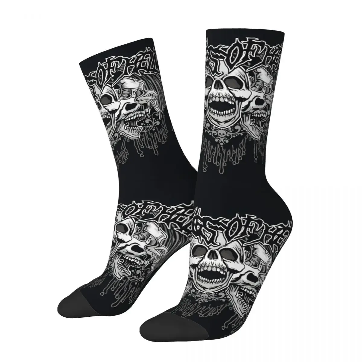 Crazy Sock For Men Gothic Sign Skull Grunge Vintage Design Vintage Grunge Skulls Quality Pattern Printed Crew Sock Casual Gift