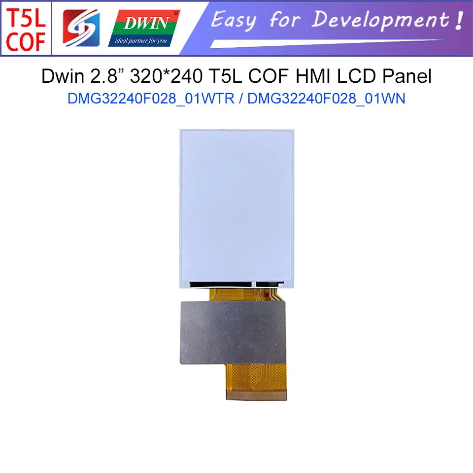 Dwin T5L HMI Intelligent Display, DMG32240F028_01W 2.8 320X240 COF UART LCD Module Screen Resistive Touch Panel