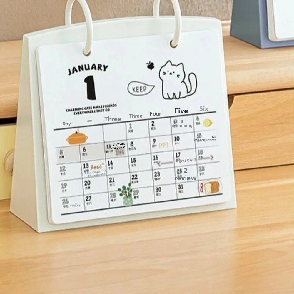 

Cat Pattern 2026 Desk Calendar Year of The Horse Cartoon Schedule Planner To Do List Simple Desktop Calendar