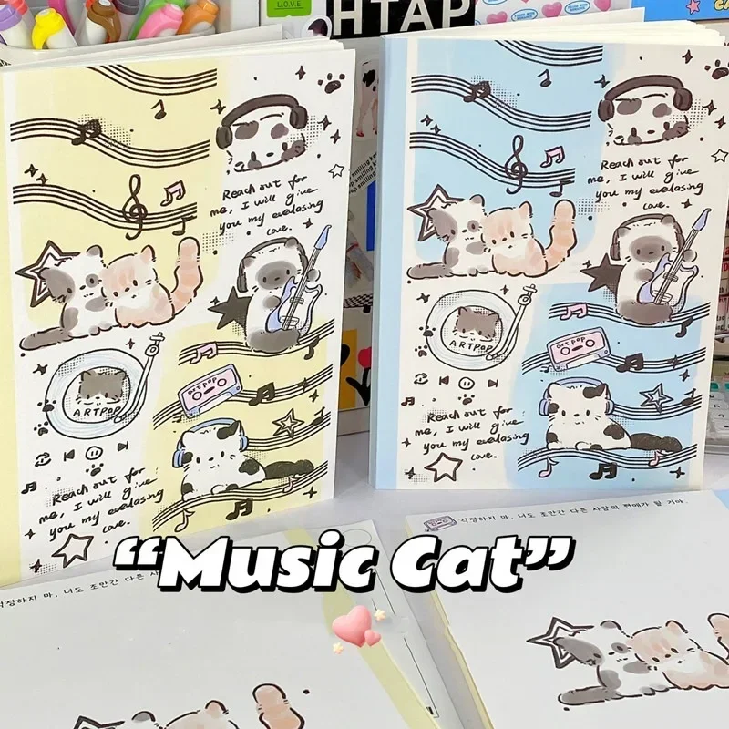 

50 Sheet A5 Cute Notebook Kawaii Cartoon Cat Puppy Notapad Lovely Horizontal Inner Page Scrapbook Journal Student Supplies