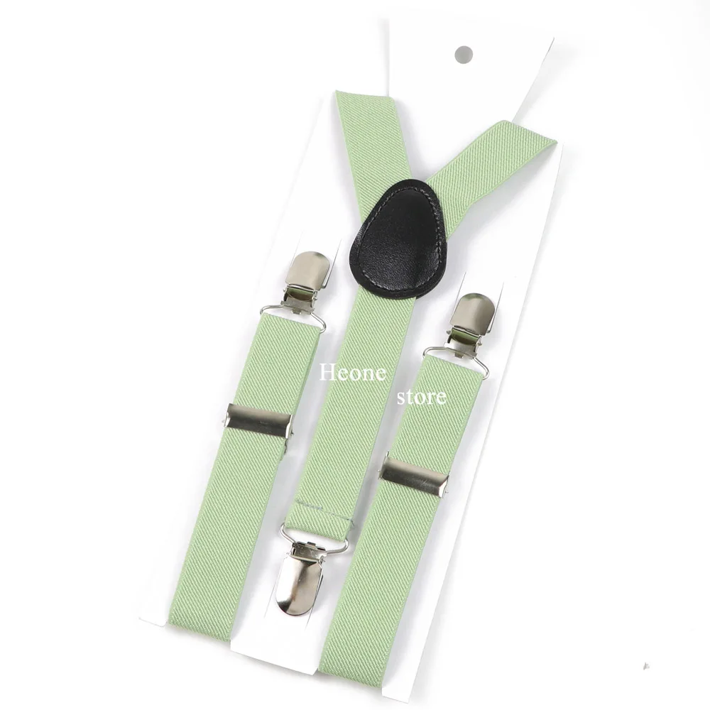 Sage Green Suspender Bowtie Brooch Set