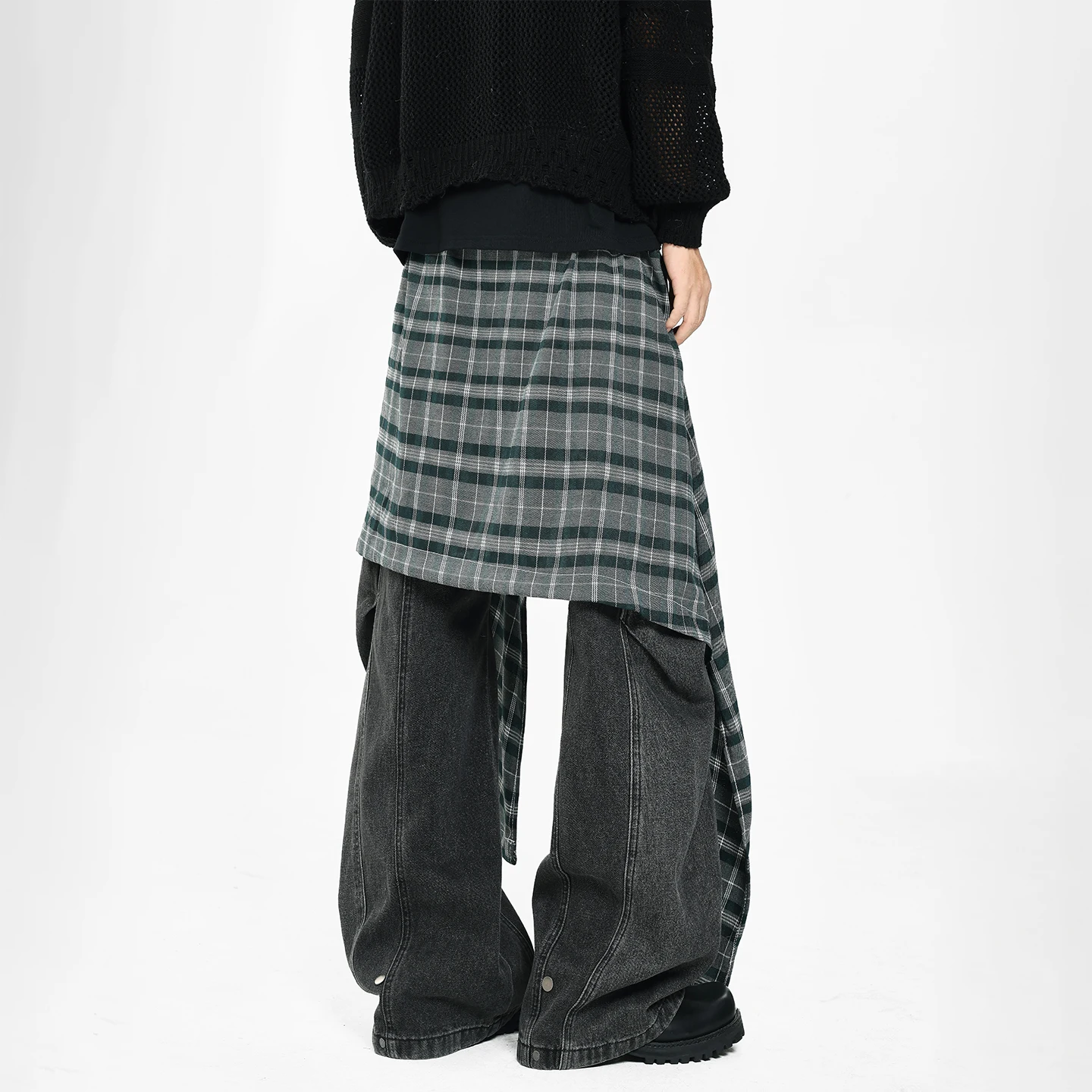 Removable Plaid Denim Pants Jeans Men Women Streetwear Fashion Brand Hip Hop Loose Casual Cargo Baggy Jeans Pants TrousersYY203