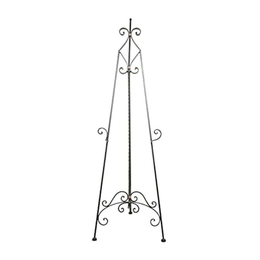

Металлическая подставка-мольберт для демонстрации работ, высокая, регулируемая, напольная, с золотыми акцентами, 21" x 27" x 65", черная