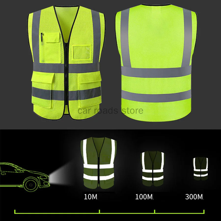 Red One Reflective Vest Safety Vest for Men Working Vest Workwear with Many Pockets Security Vest for Men Hi Vis Breathable Mesh