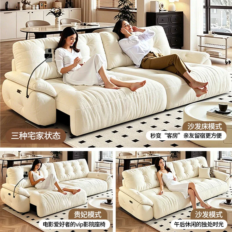Cloud sofa bed Electric fabric small apartment Living room telescopic dual-purpose sofa Cheney multi-function trailer