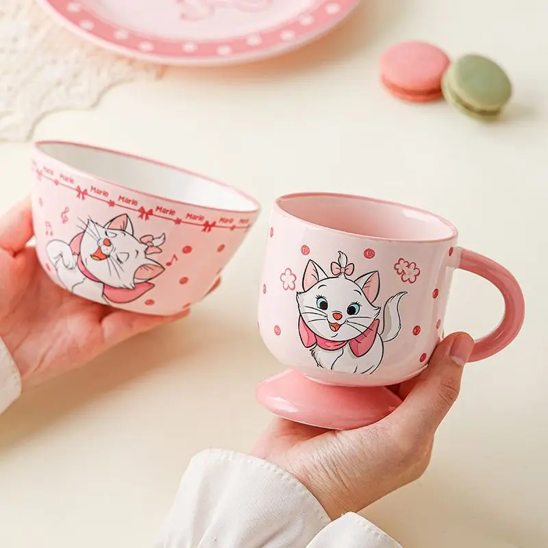 

Disney Cartoon Mary Cat Creative Bowl for Home High Beauty, Light Luxury, Anti Heat and High Temperature Resistant Soup Bowl