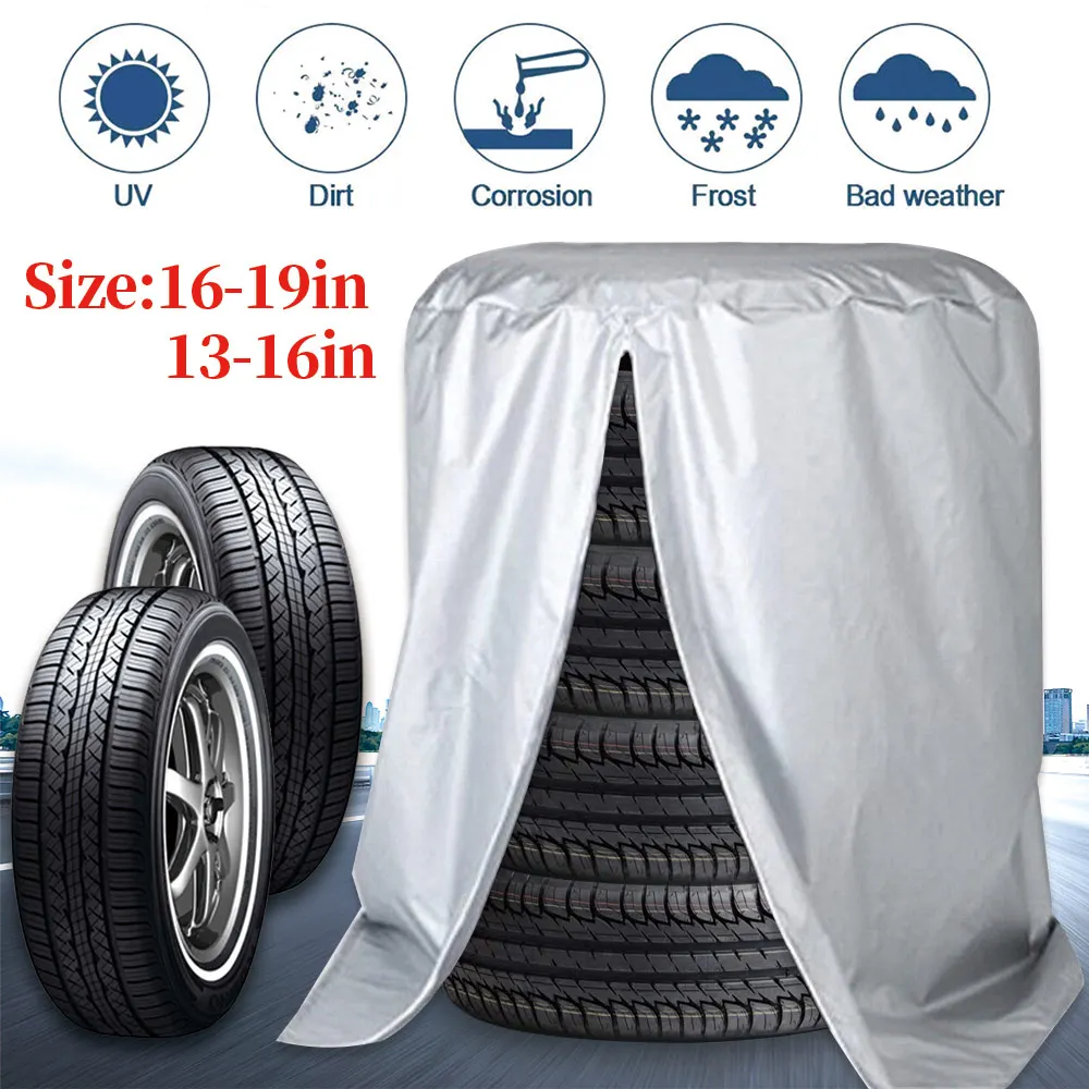 S/L Car Tire Cover 4 Tires Capacity Storage Bag Waterproof Dust proof Car-covers 210D Polyester Big Capacity Outdoor Tire Cover