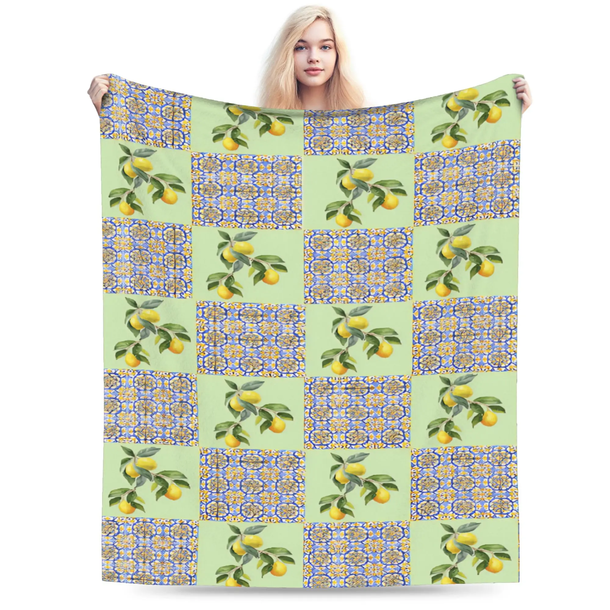 Lemon Sicily Rectangle Blanket Fleece  Relax Soft Throw Blankets for Bedding Bedding Throws