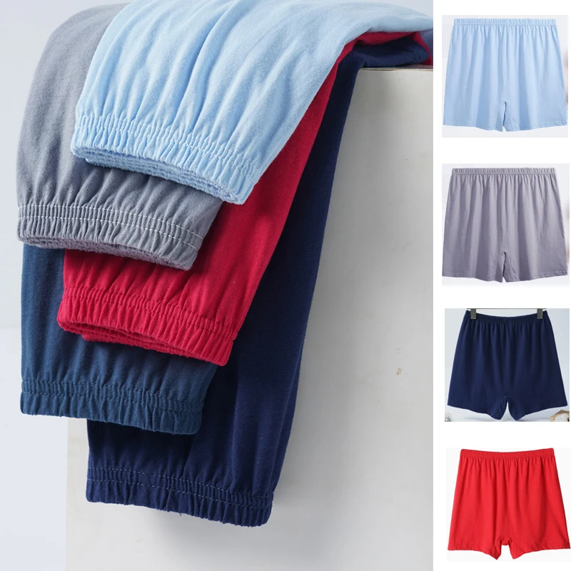 4pcs 100% Cotton Mens Underpant Male Boxers Shorts Casual Sleep Brief High Waist Large Size Man Panties Loose Comfort Underwears