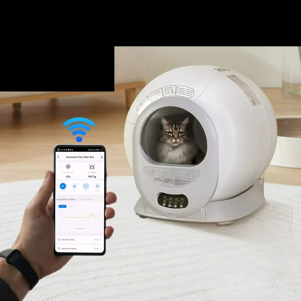 

Customizable new cheap hot sales intelligent automatic cat trash can large self-cleaning toilet with application control