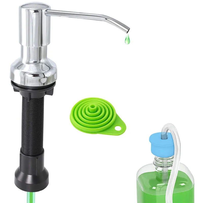 Press-type Stainless Steel Liquid Soap Dispenser with 120cm Hose and 500-milliliter Large-capacity Bottle Hand Soap Dispenser