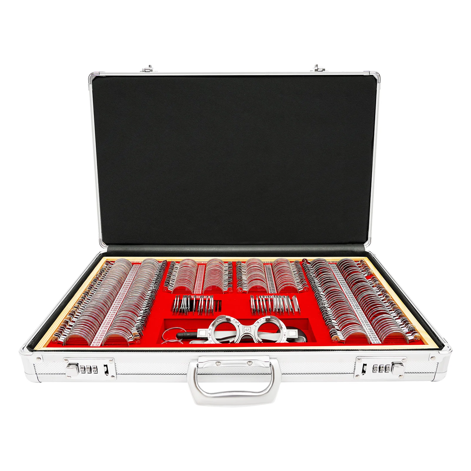 Optometry Rim Case Kit Trial Lens Set Optical 240 Pieces Trial Lens Set Metal Rim Precise Optical Trial Lens Set for Optometrist