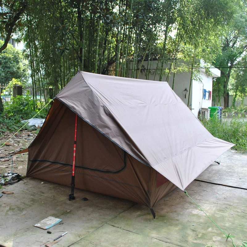 Sem pólos ultra-leve portátil 2 pessoas única camada em forma de crista tenda impermeável anti-vento moisquito 4 estações ao ar livre