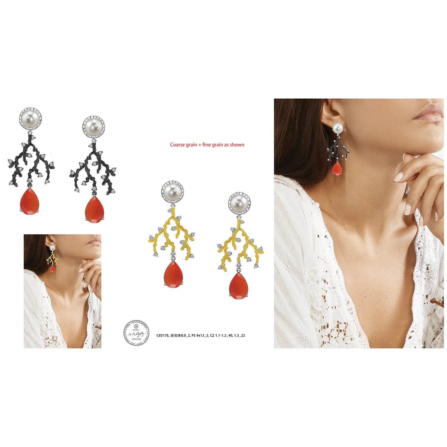 GEM\'S BALLET 925 Sterling Silver Creative Pine Branch Earrings Natural Red Agate Gemstone Handmade Drop Earrings Gift For Her