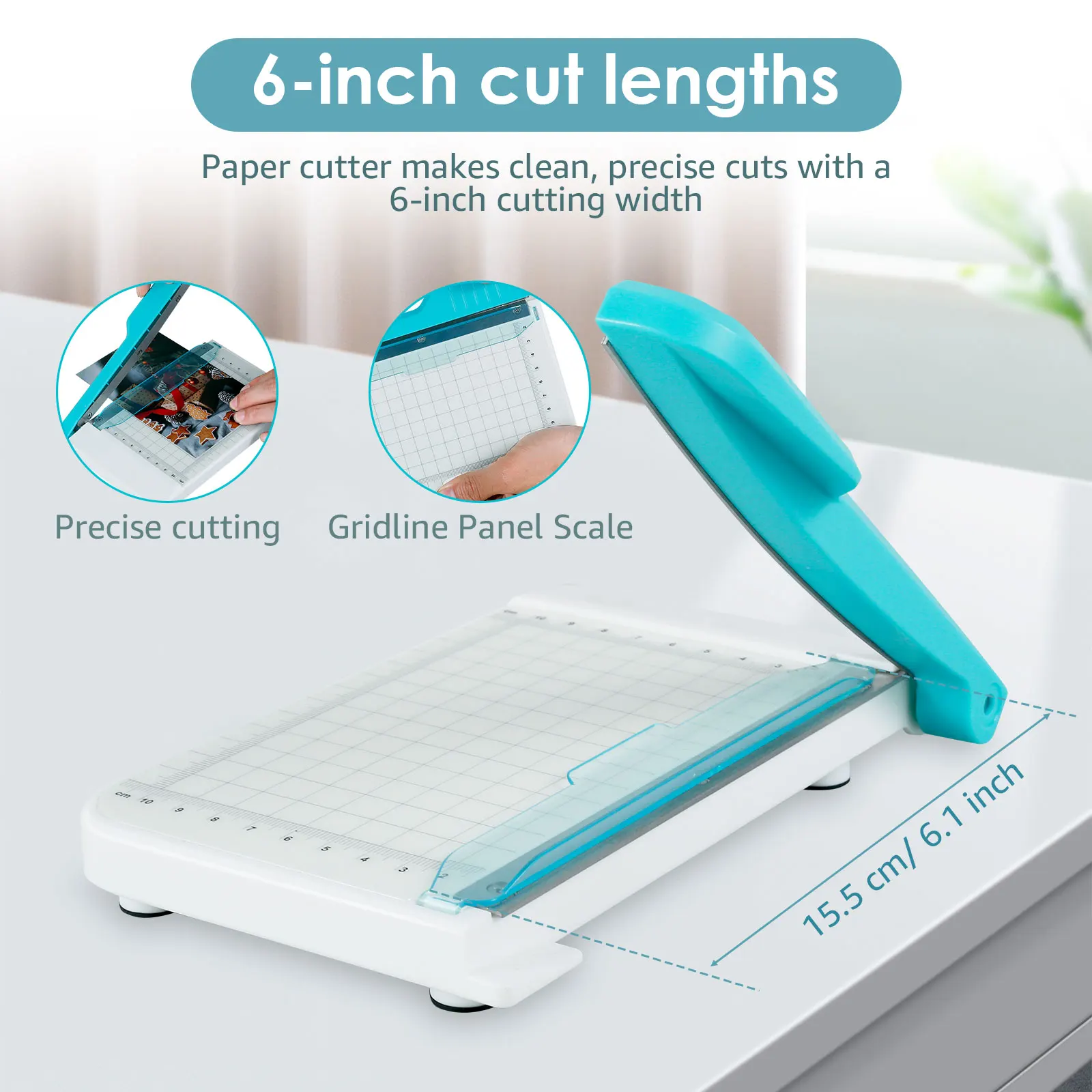 Paper Cutter 6 Inch Cut Length Small Paper Cutter Non Slip Paper Trimmer Compact and Portable Curved Strip Paper Cutters