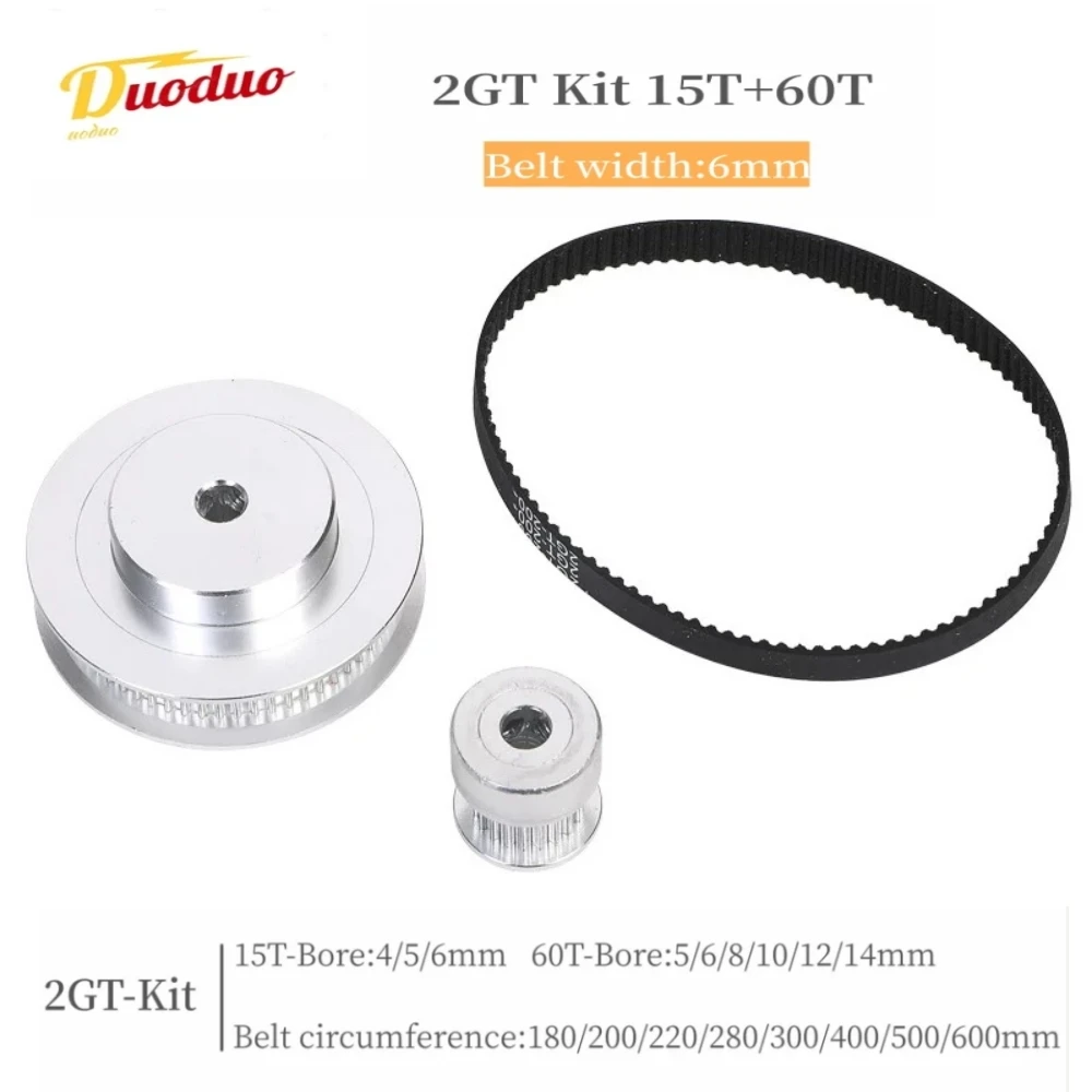 

2GT Timing Pulley Set ,GT2 Synchronous Wheel 60T 15T With A Width Of 6mm Synchronous Wheel For 3D Printer Transmission Ratio 4:1