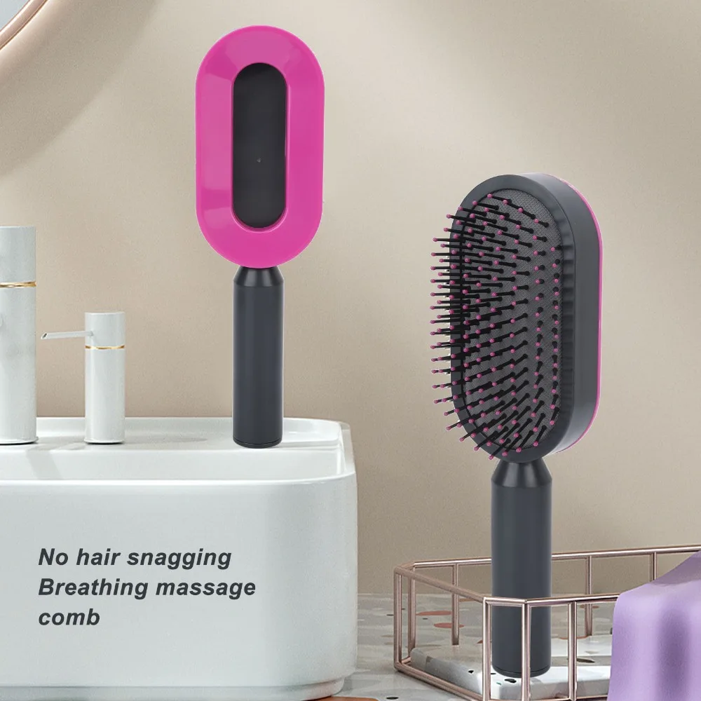 Salon Use Compact Paddle Hairbrush Portable Easy to Clean Massage Comb Plastic Comfortable Scalp Massager Brush For Travel