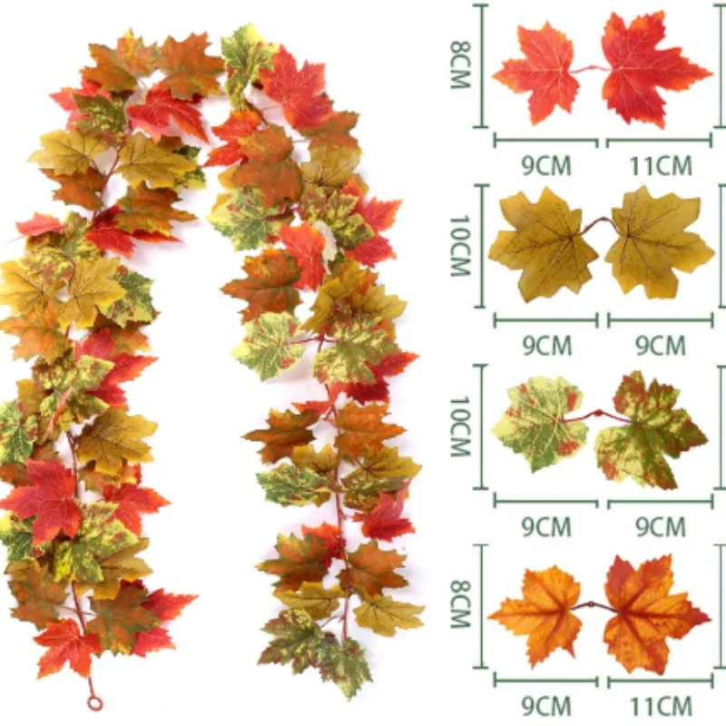

1Pc 2m Autumn Decor Leave Vine Artificial Fall Maple Leaf Garland Fake Plant For Thanksgiving Halloween Festivals Wedding Decora